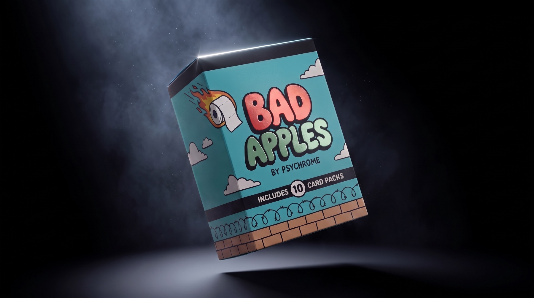 A sealed $BADAPPLES collectible box floating in darkness